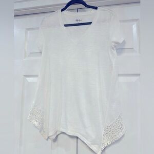 Style & Co. Cream Asymmetrical Short Sleeve T-Shirt